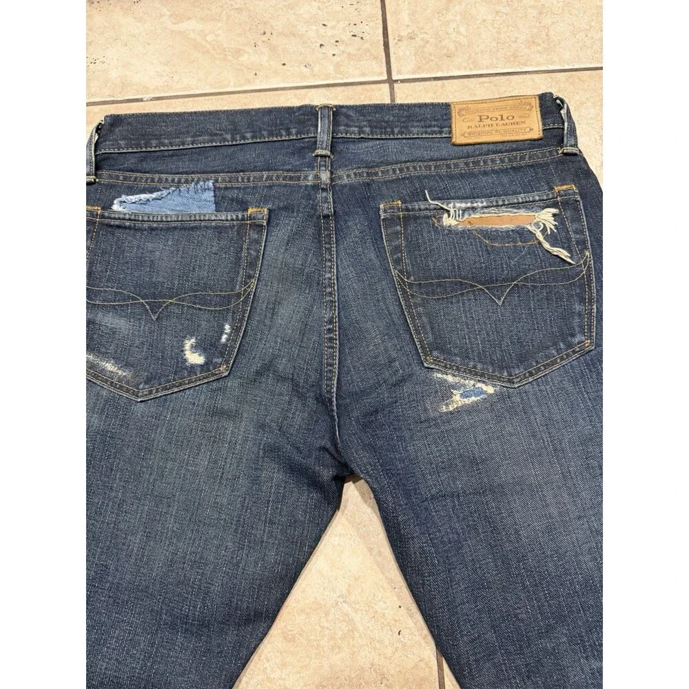 Polo Ralph Lauren Jeans Men 31x30 (Fits 34) Varick Slim Straight Patchwork Denim - Picture 5 of 12